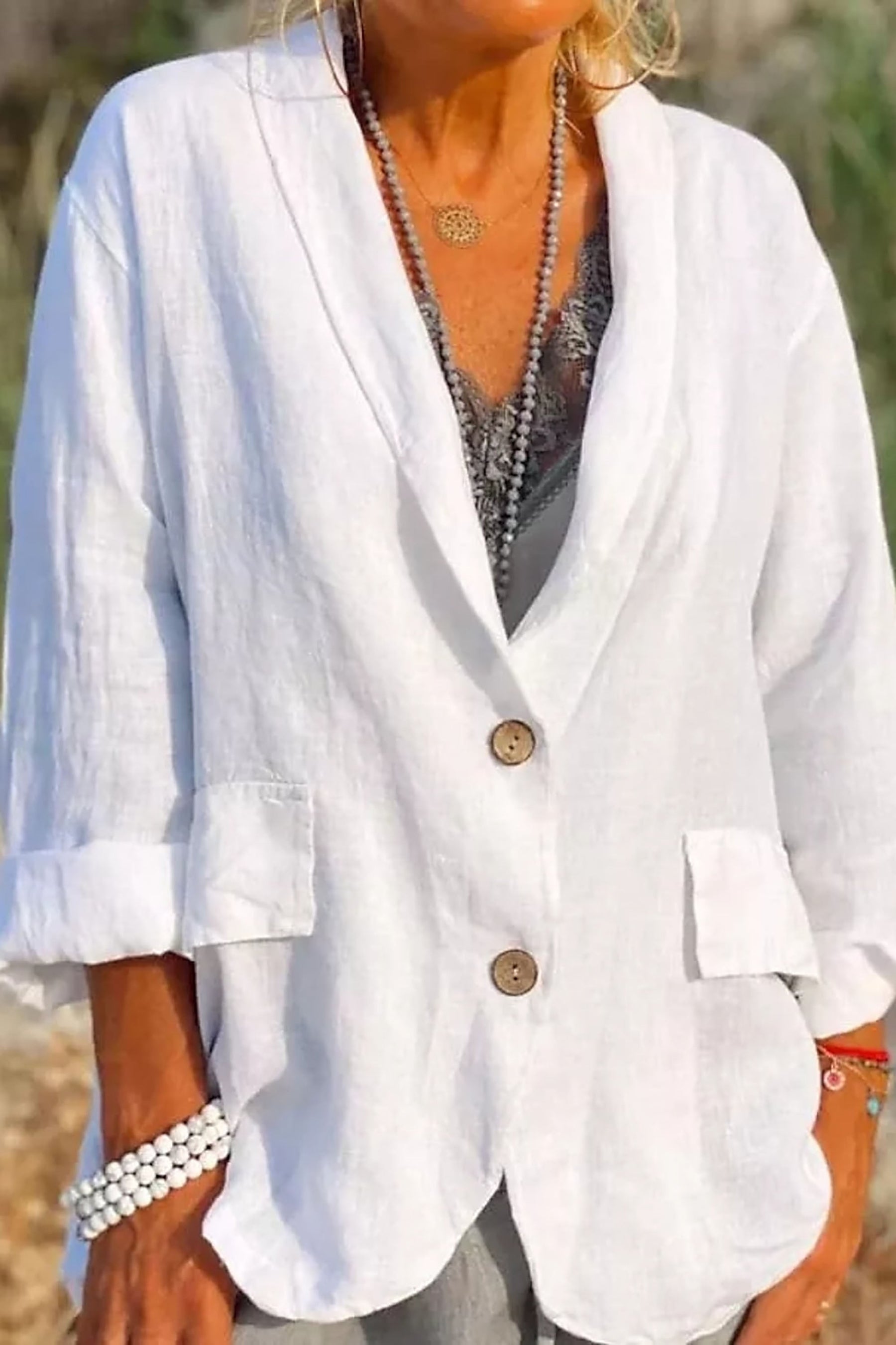 Isabelle - Luchtige Linnen Blazer met Knopen