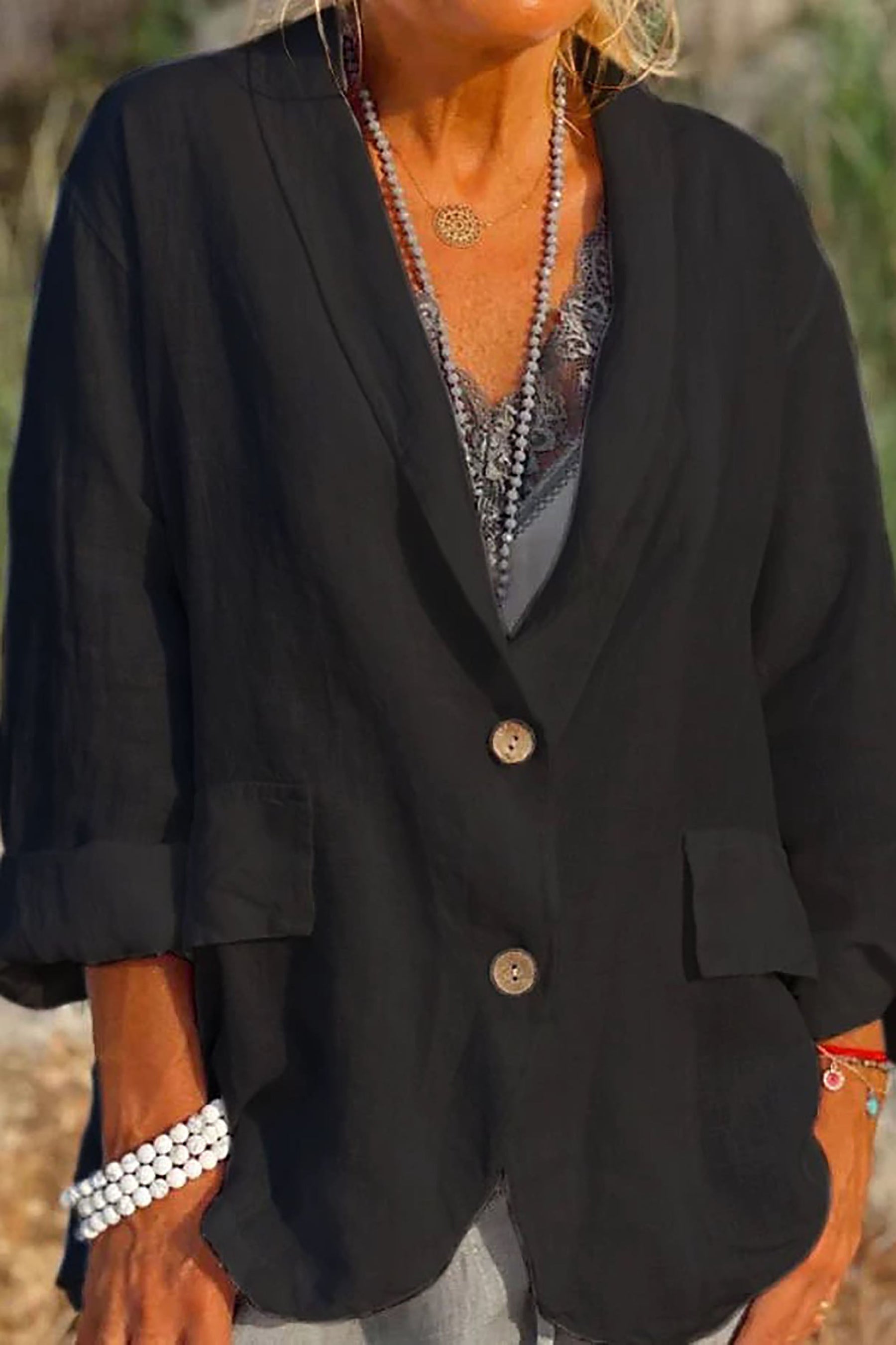 Isabelle - Luchtige Linnen Blazer met Knopen