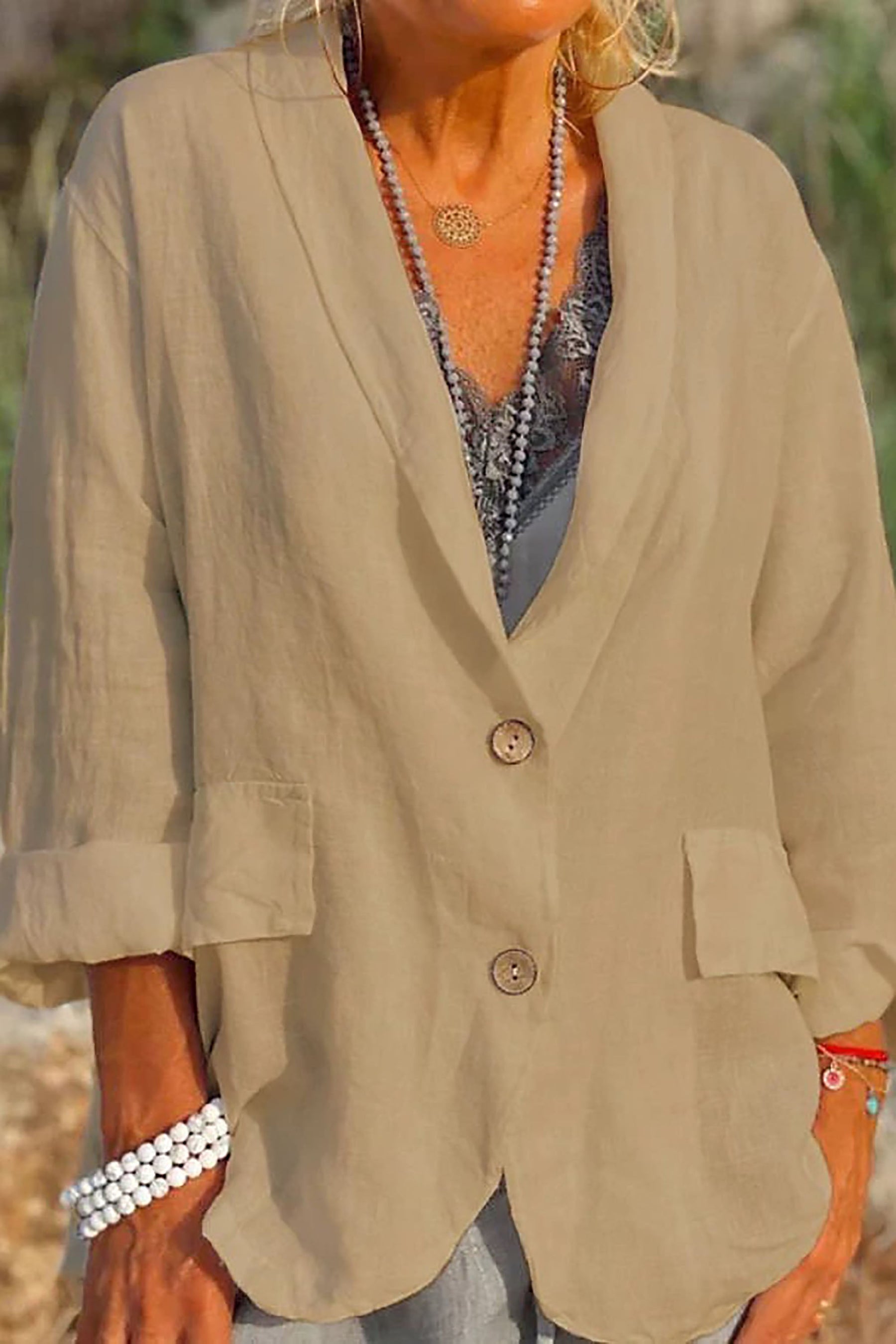 Isabelle - Luchtige Linnen Blazer met Knopen
