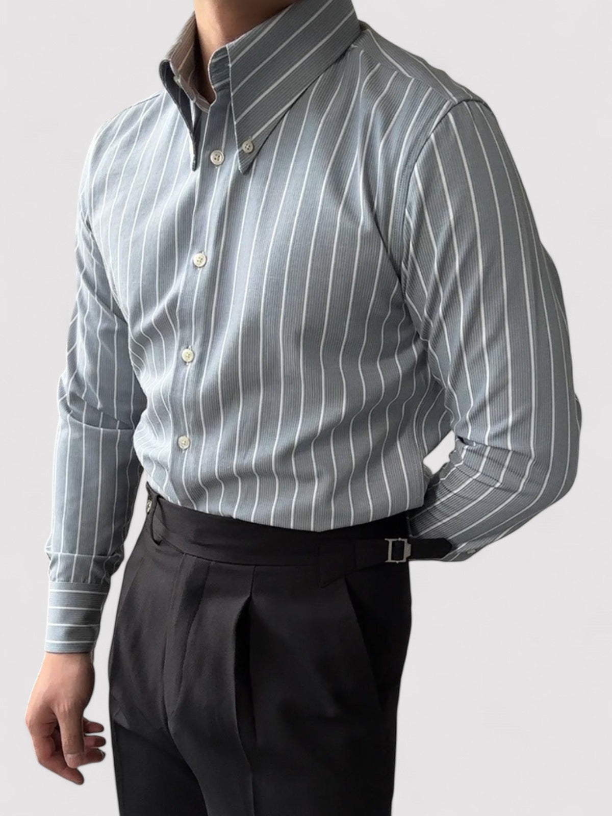 Luca - Stijlvol Gestreept Slim Fit Overhemd met Button-Down Kraag