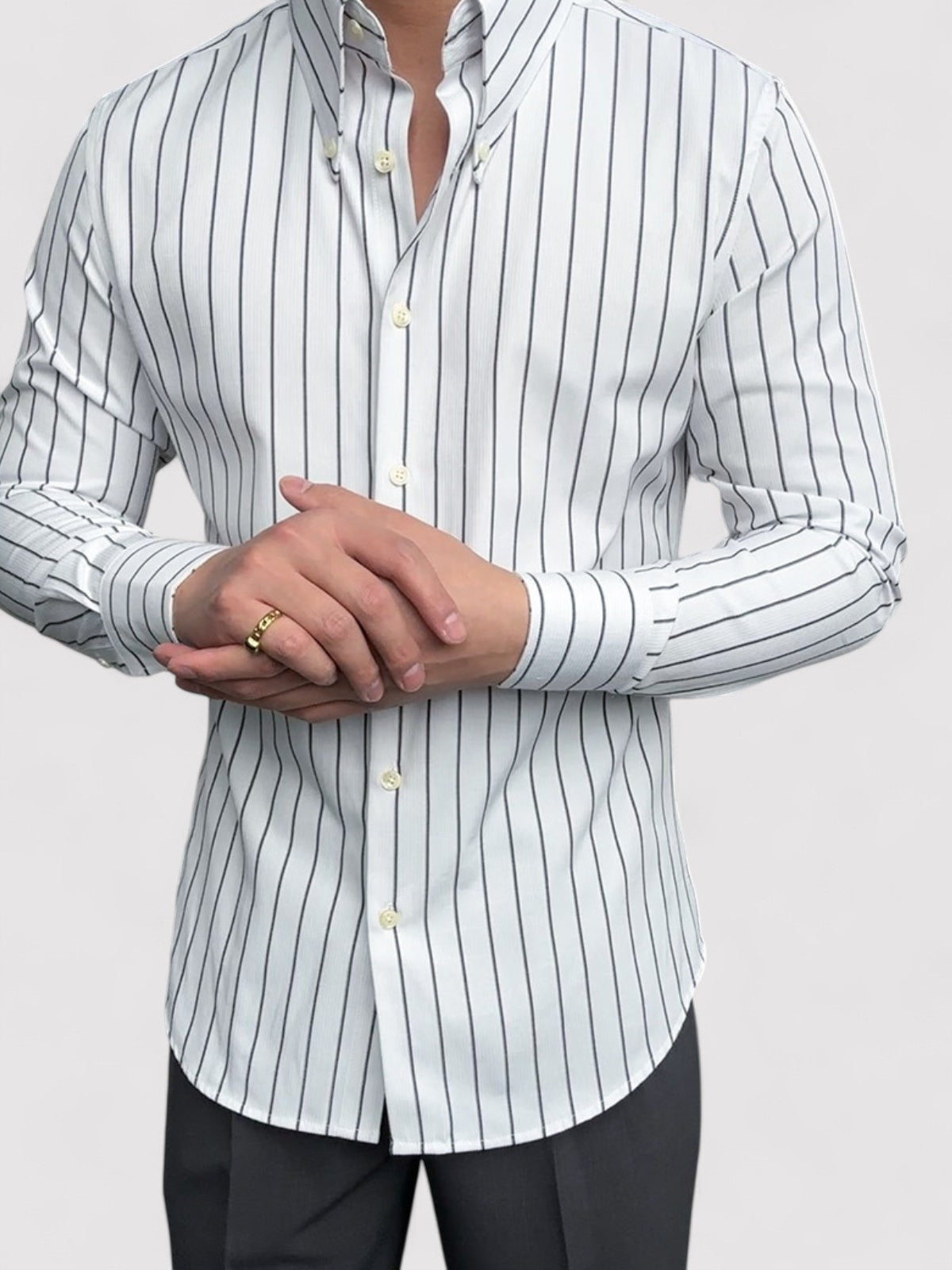Luca - Stijlvol Gestreept Slim Fit Overhemd met Button-Down Kraag