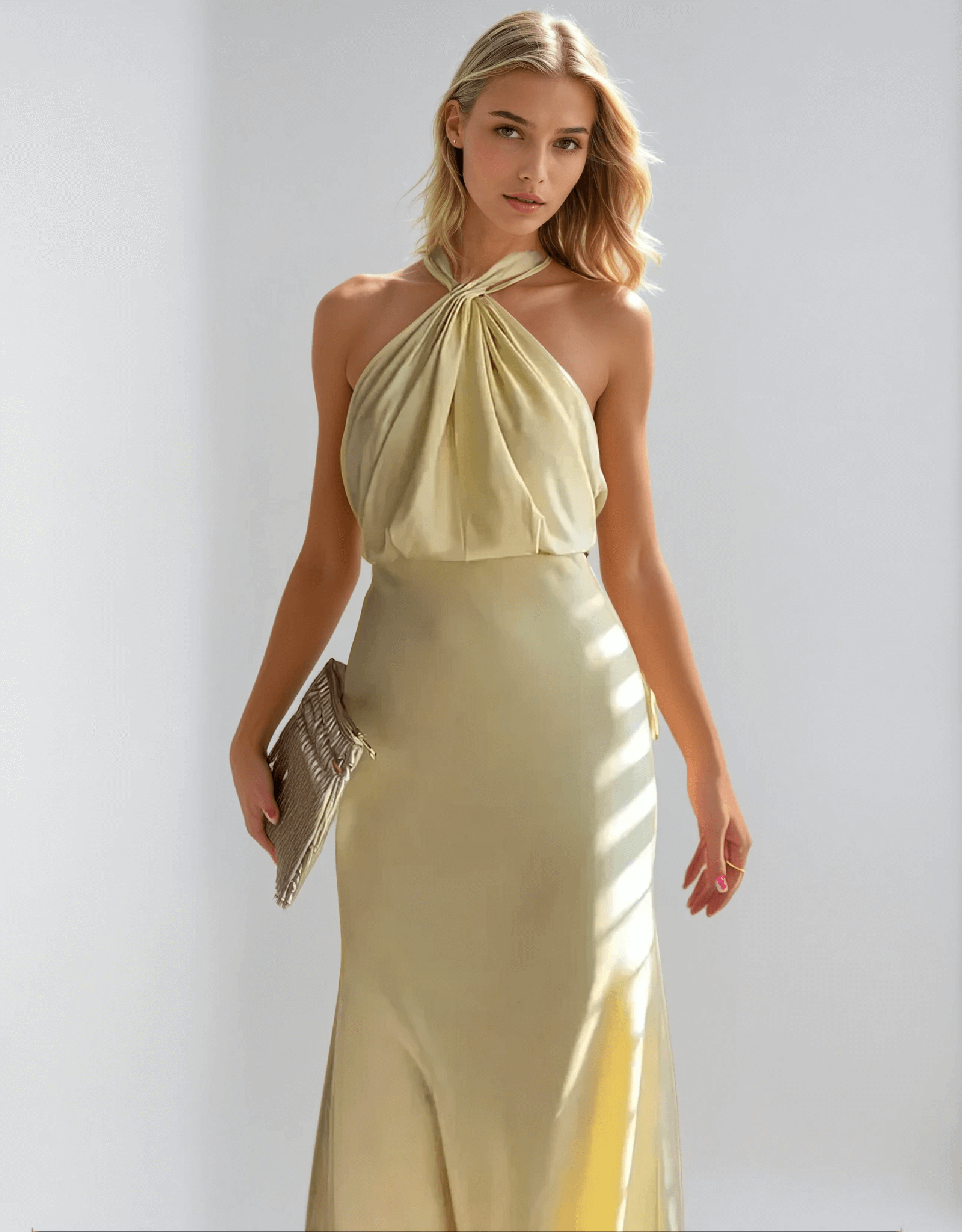 Elena - Elegante Halter Maxi Jurk met Getailleerde Pasvorm