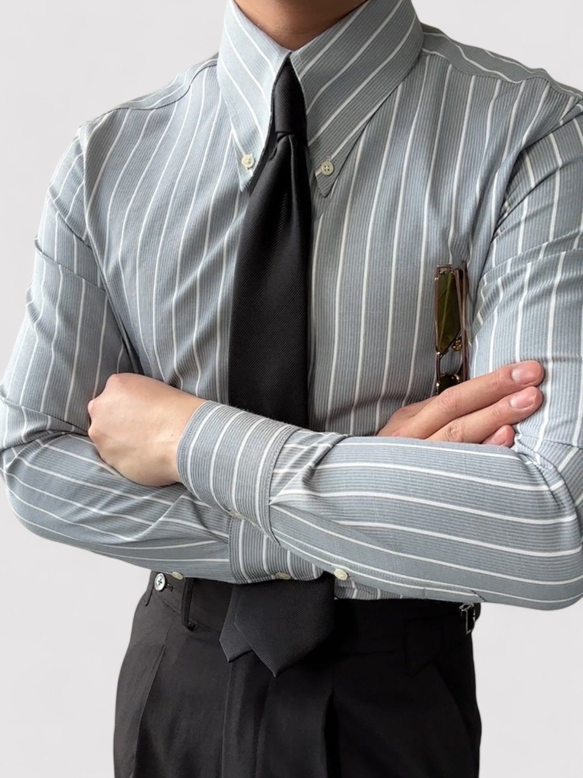 Luca - Stijlvol Gestreept Slim Fit Overhemd met Button-Down Kraag
