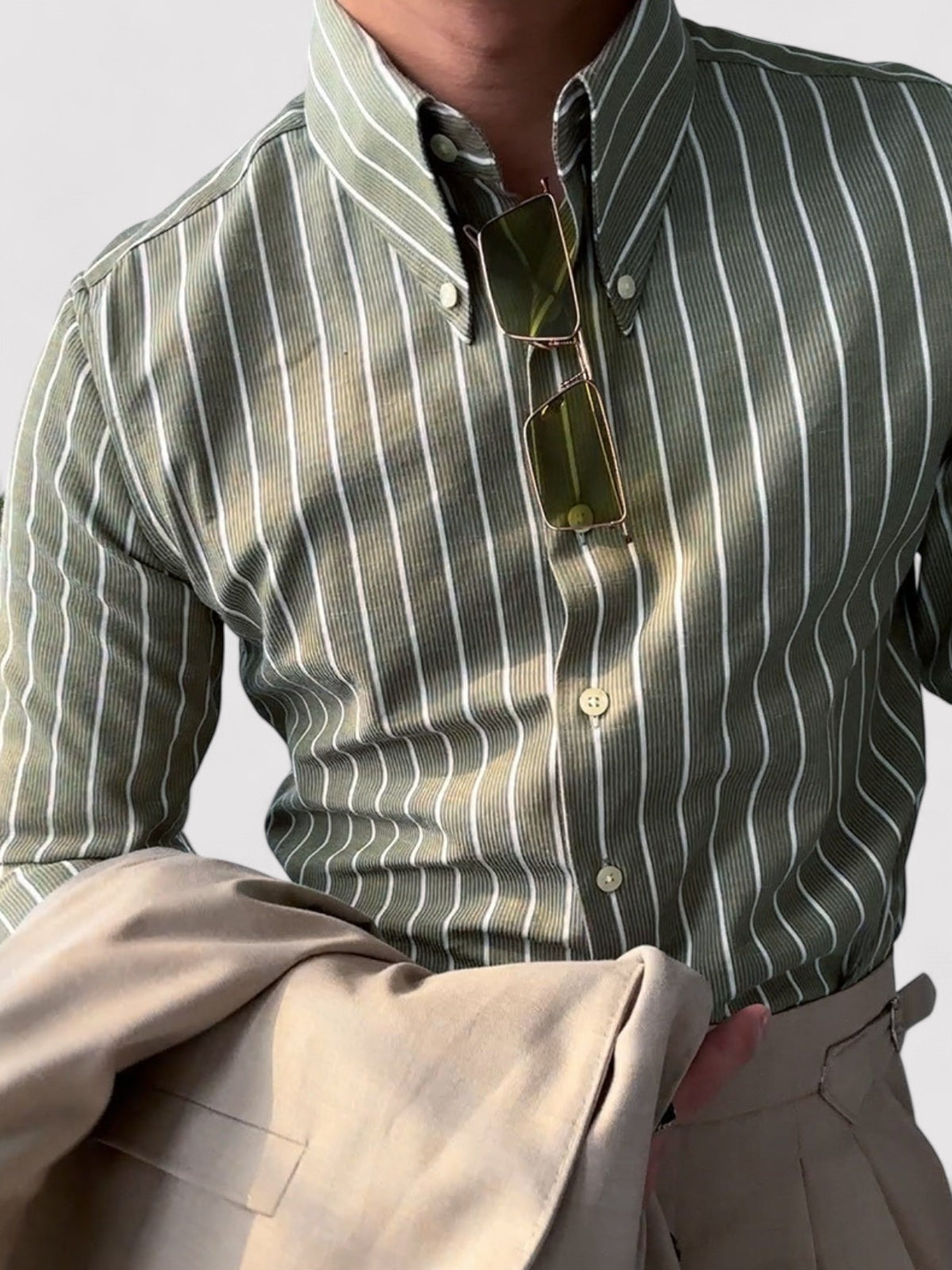 Luca - Stijlvol Gestreept Slim Fit Overhemd met Button-Down Kraag