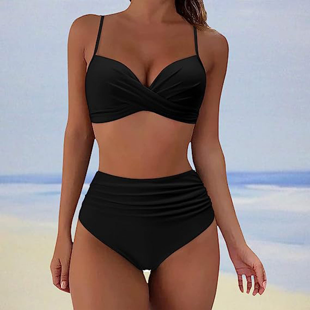 Alliah - Hoog Getailleerde Cross Bikini, Elegant en Flatterend voor de Zomer