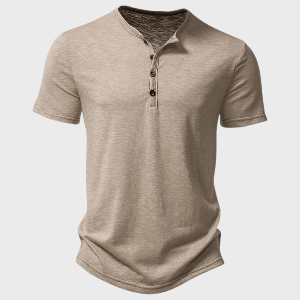 Léo - Elegant En Comfortabel Henley-T-Shirt, Getailleerde Snit