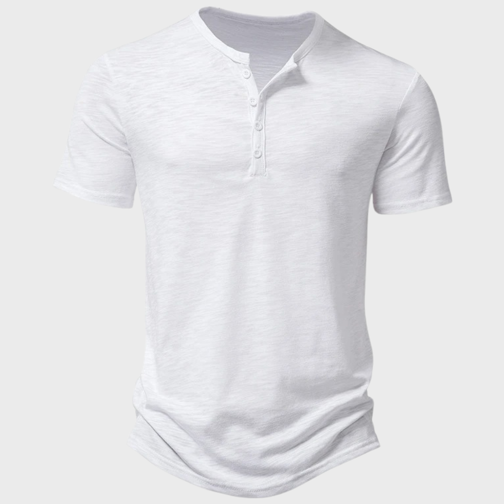 Léo - Elegant En Comfortabel Henley-T-Shirt, Getailleerde Snit