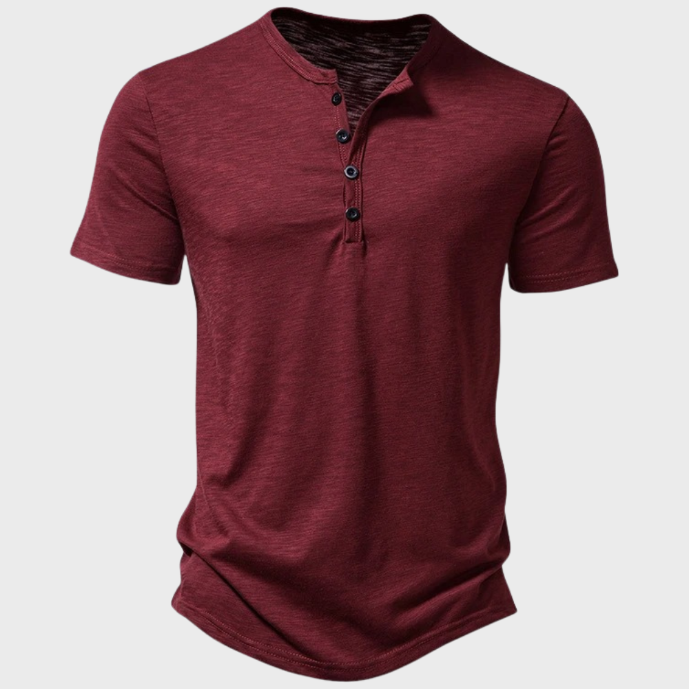 Léo - Elegant En Comfortabel Henley-T-Shirt, Getailleerde Snit