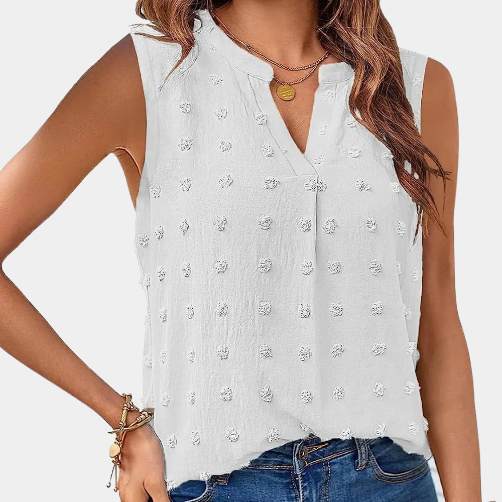 Chloé - Licht en Elegant Geborduurd Linnen Topje met V-hals