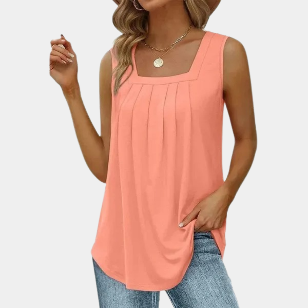 Elena - Vloeiende En Elegante Tanktop Met Verfijnde Plooien