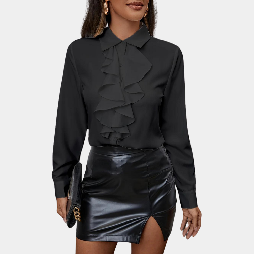 Amélie - Chique Blouse Met Volants En Elegante Kraag