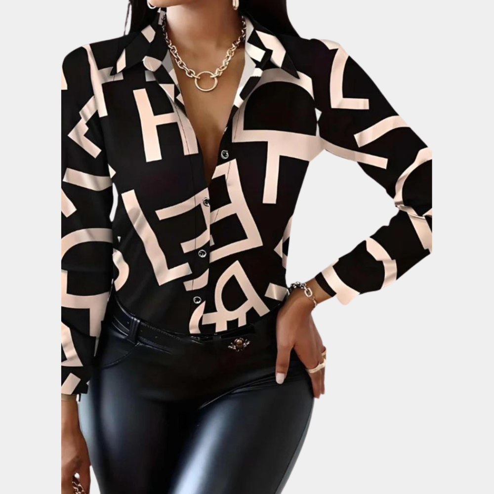 Lena - Chic Blouse met Geometrische print, Elegant en Modern