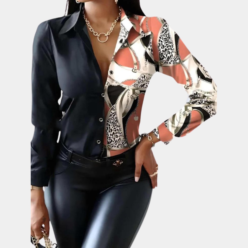 Lena - Chic Blouse met Geometrische print, Elegant en Modern