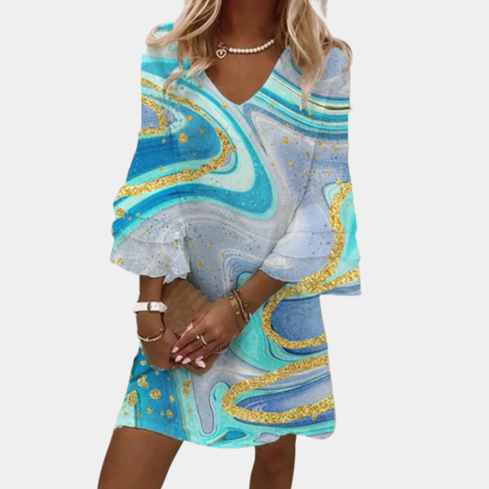 Jenifer - Vloeiende Boho-Jurk Met Uitlopende Mouwen