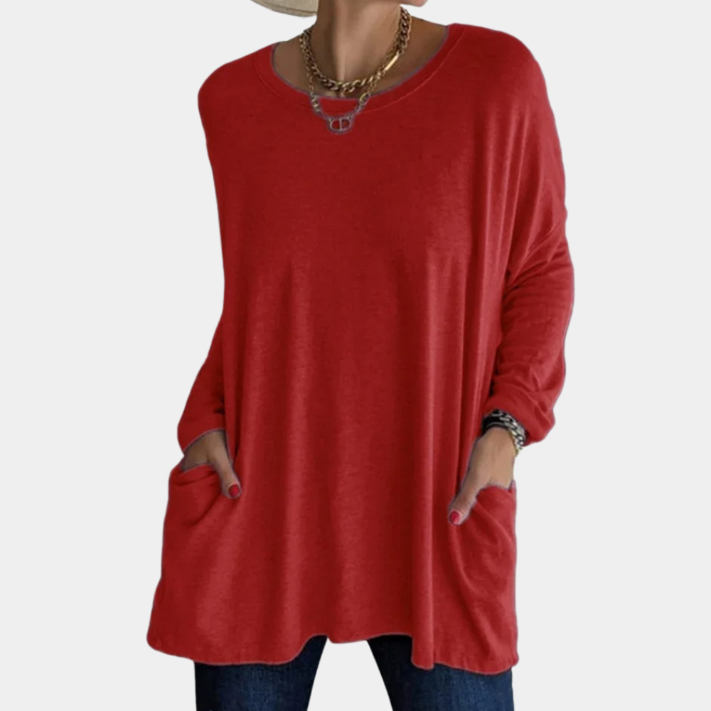 Emma - Comfortabele Oversized Tuniek met Lange Mouwen en Zakken