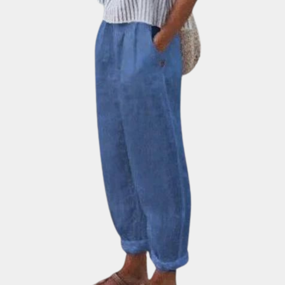Camille - Comfortabele Linnen Broek met Elastische Taille