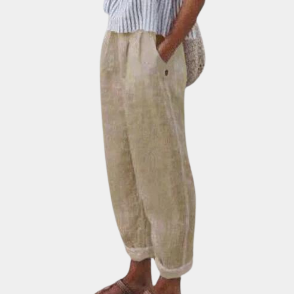 Camille - Comfortabele Linnen Broek met Elastische Taille