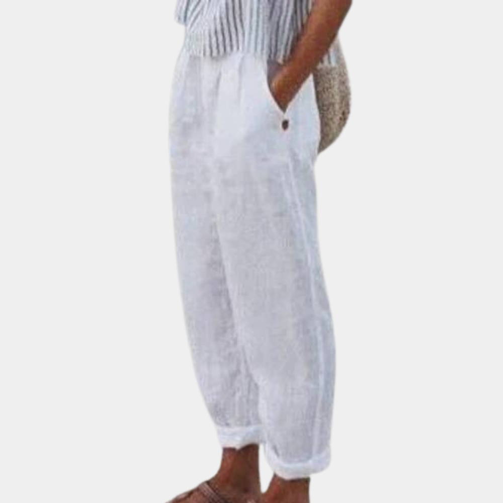 Camille - Comfortabele Linnen Broek met Elastische Taille