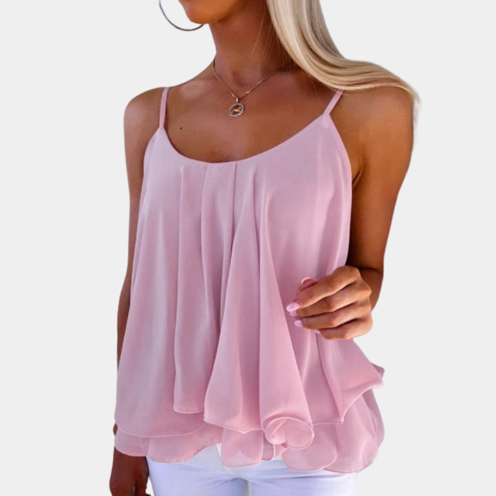 Sophie - Luchtige Chiffon Top met Spaghetti Bandjes