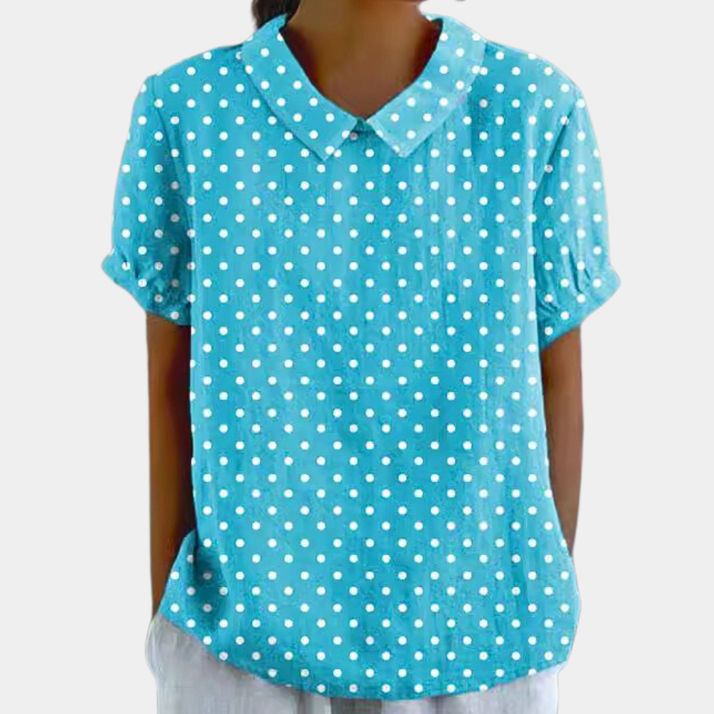 Léna - Ruime Linnen Blouse, Bloemenprint En Vintage Kraag