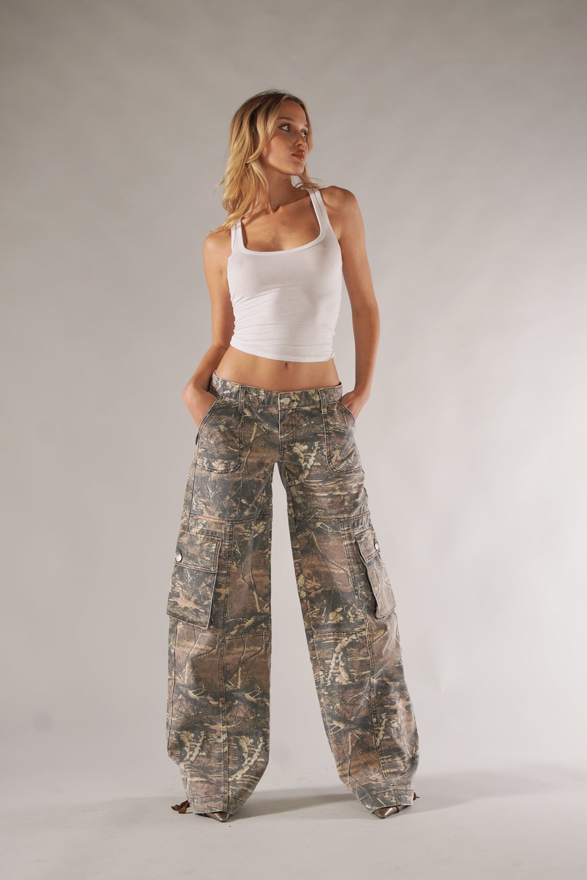 Lena - Stoere Camo Cargo Broek met Zakken
