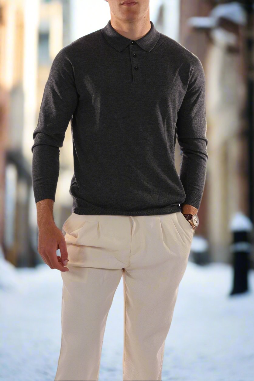 Jonas - Fijngebreide Polo, Chic en Comfortabel voor een Elegante Stijl