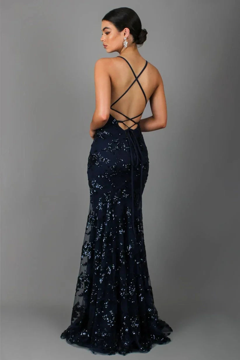 Scarlett – Lange Getailleerde Paillettenjurk, Elegant en Glamoureus