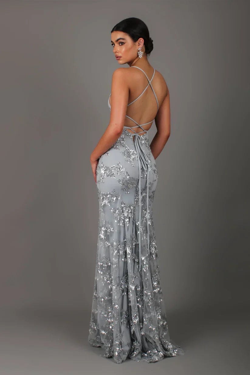 Scarlett – Lange Getailleerde Paillettenjurk, Elegant en Glamoureus