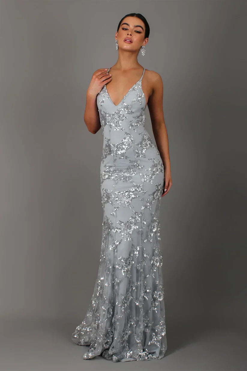 Scarlett – Lange Getailleerde Paillettenjurk, Elegant en Glamoureus