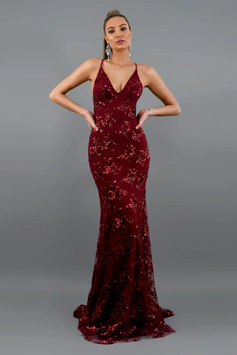 Scarlett – Lange Getailleerde Paillettenjurk, Elegant en Glamoureus