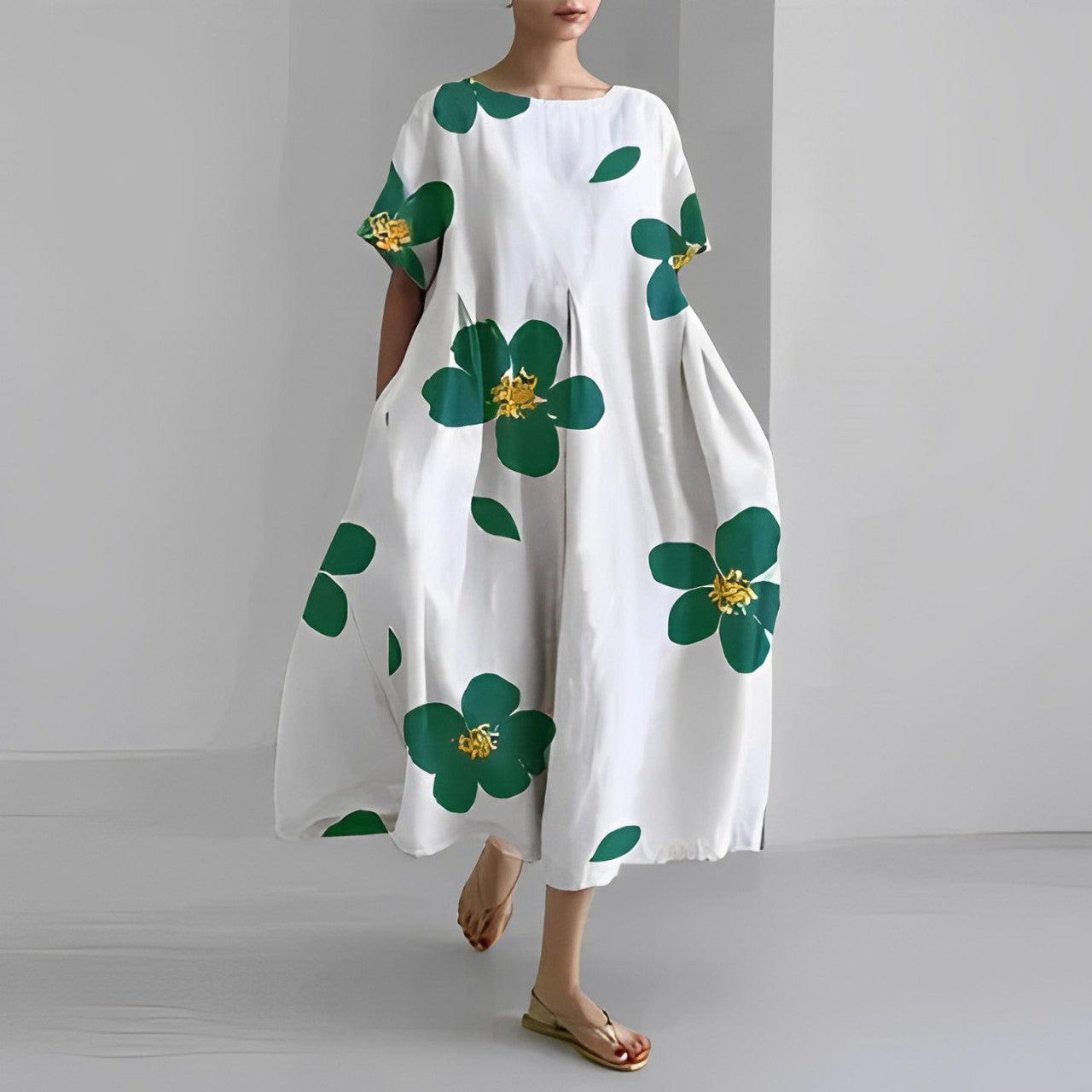 FloralFinesse - Kleurrijke Maxi Jurk met Bloemenprint