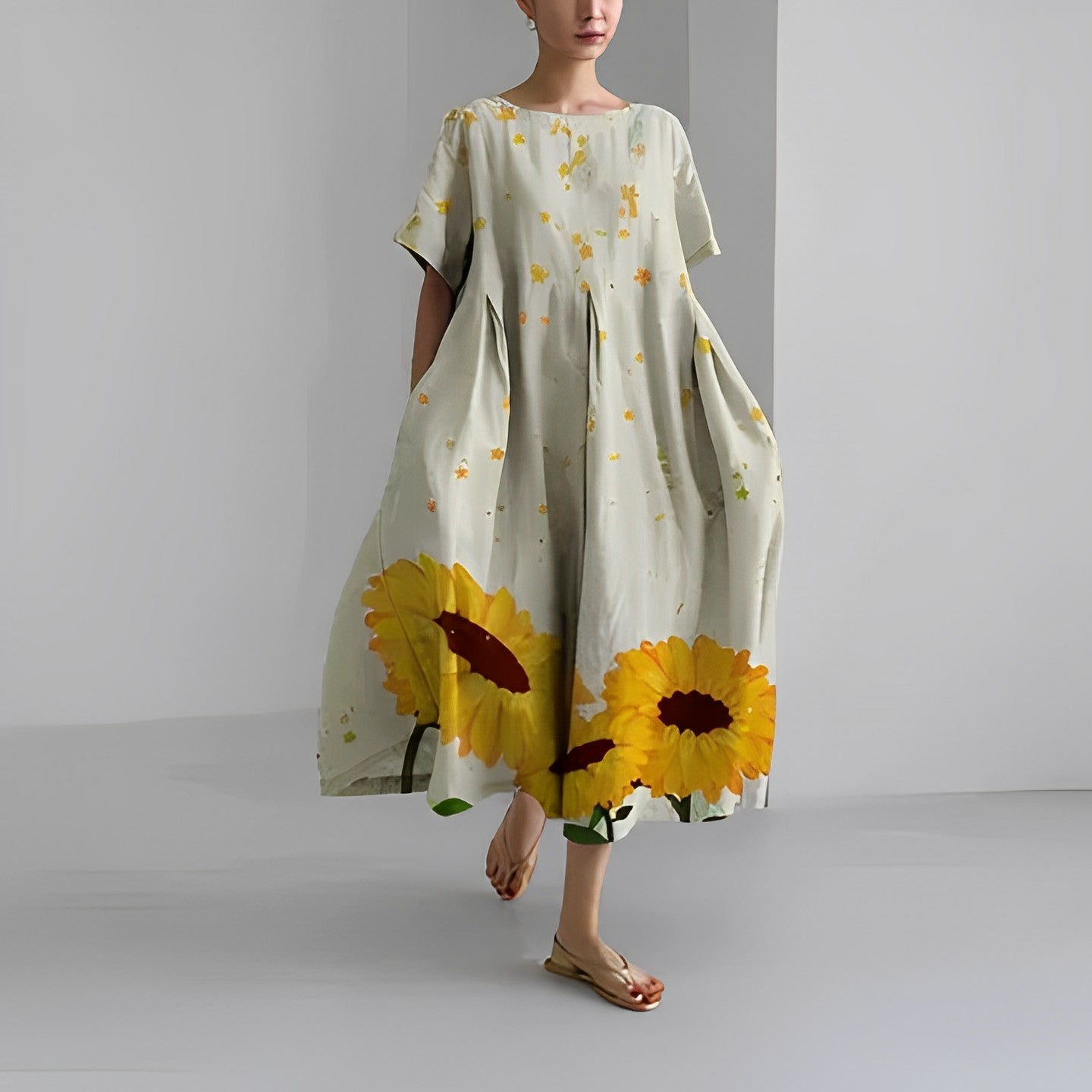 FloralFinesse - Kleurrijke Maxi Jurk met Bloemenprint