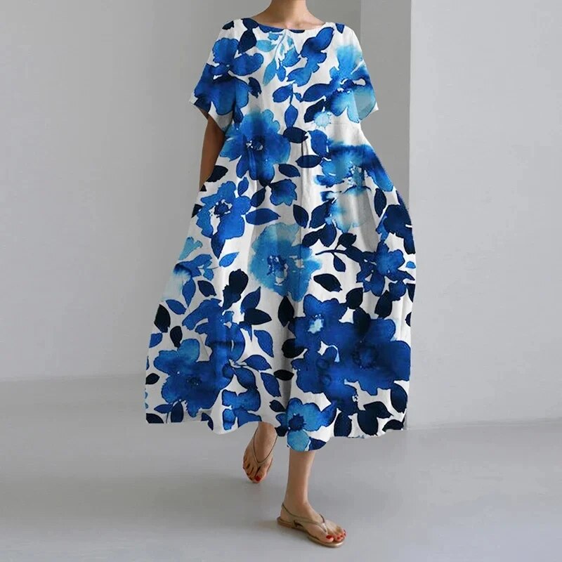 FloralFinesse - Kleurrijke Maxi Jurk met Bloemenprint