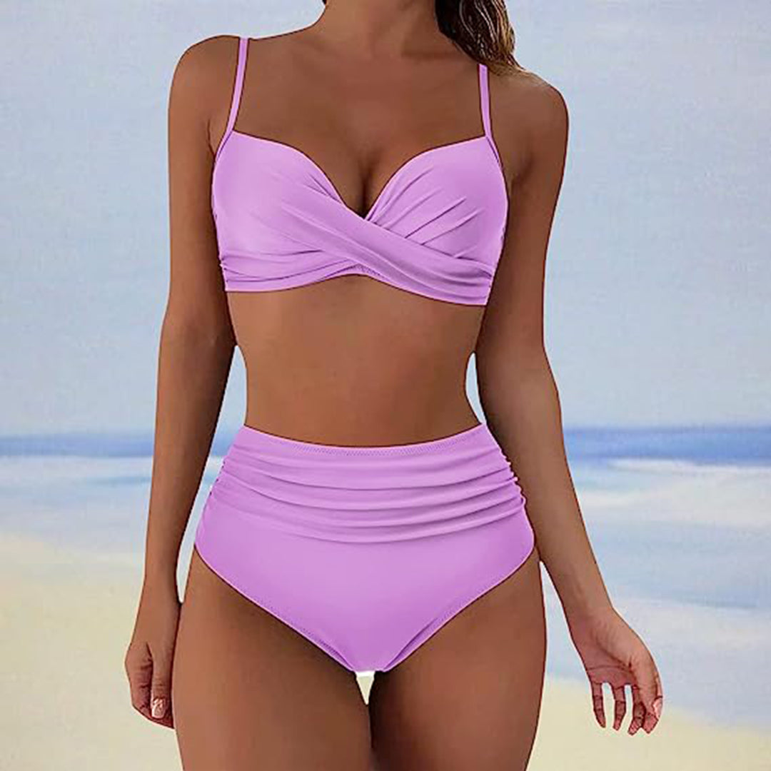 Alliah - Hoog Getailleerde Cross Bikini, Elegant en Flatterend voor de Zomer