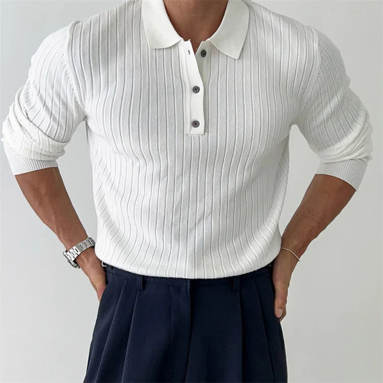 Arthur - Geribde Gebreide Polo, Elegant en Comfortabel