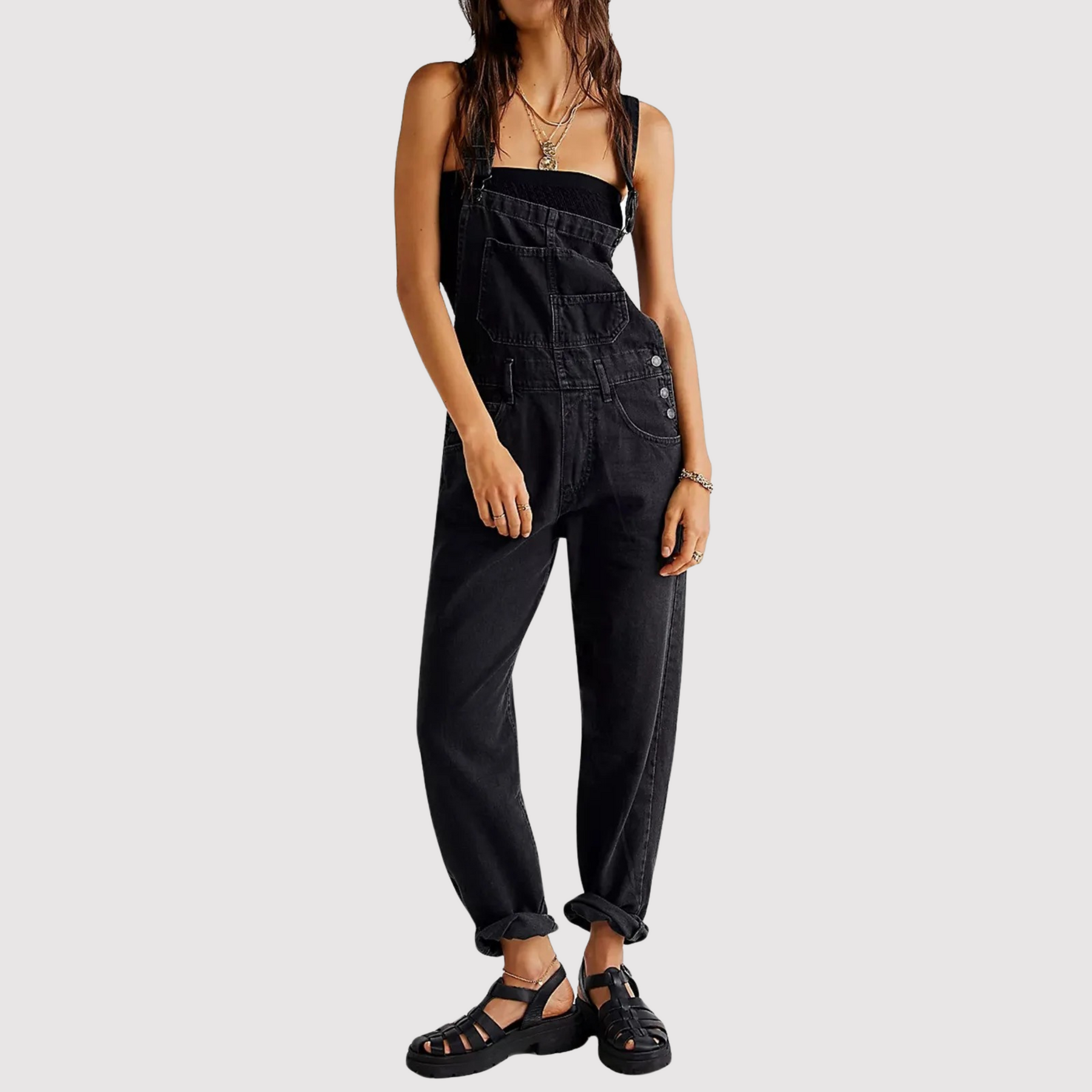 Hannah - Trendy Denim Jumpsuit, Ruime Snit En Praktische Zakken