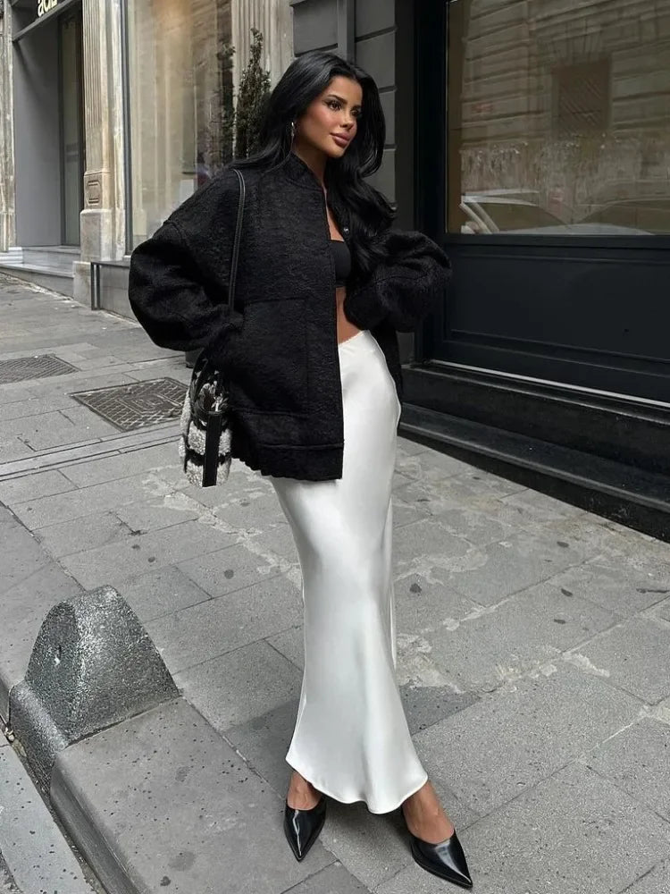 Nora - Elegante Lange Satijnen Rok voor Een Tijdloze Look