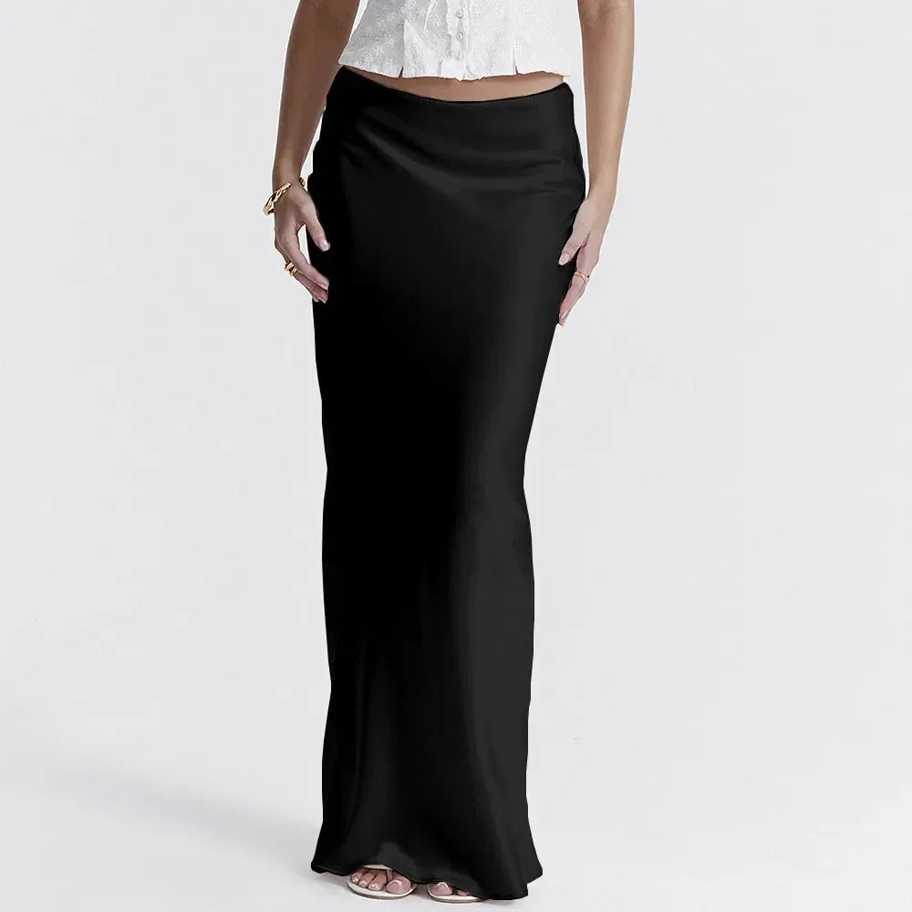 Nora - Elegante Lange Satijnen Rok voor Een Tijdloze Look