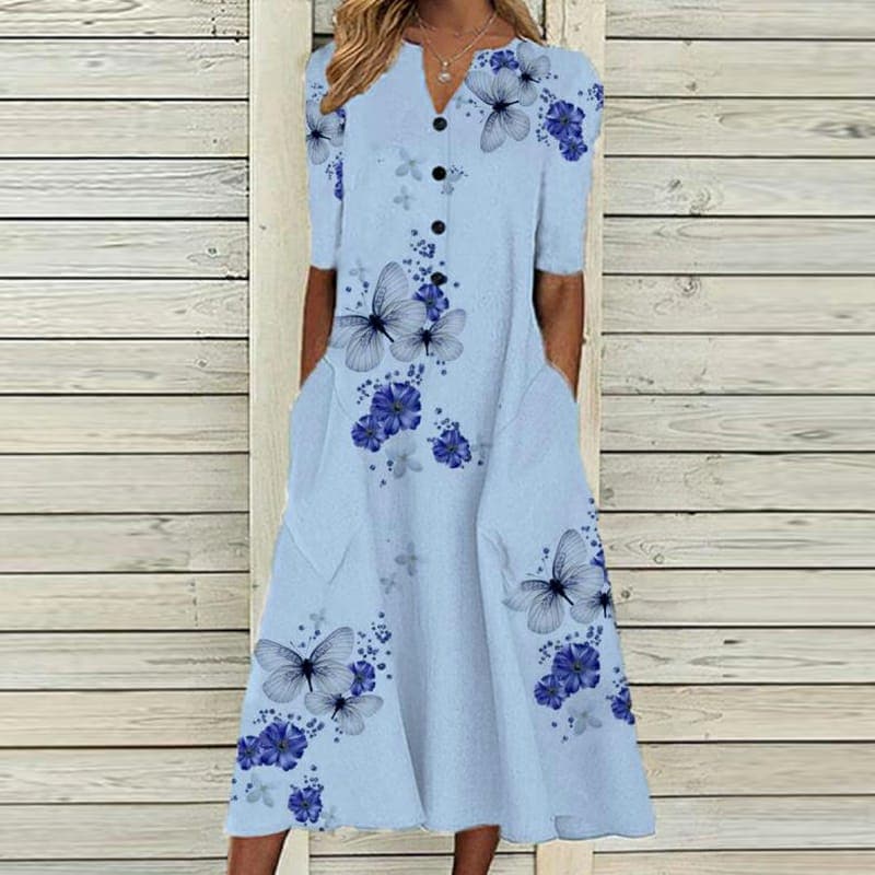 Isabelle - Lange Vloeiende Jurk met Bloemenprint, Elegant en Comfortabel