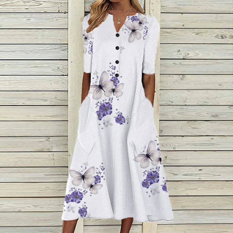Isabelle - Lange Vloeiende Jurk met Bloemenprint, Elegant en Comfortabel