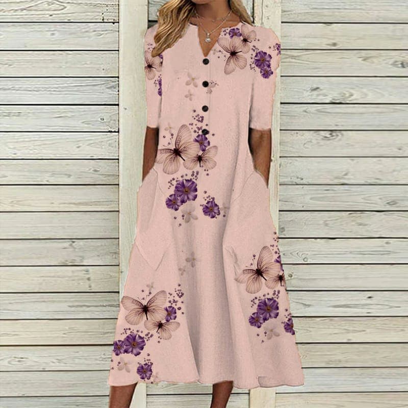 Isabelle - Lange Vloeiende Jurk met Bloemenprint, Elegant en Comfortabel