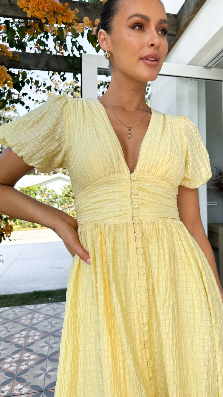 Evelyn - Elegante Bohemian Maxi Jurk met Diepe V-hals en Knoopdetail