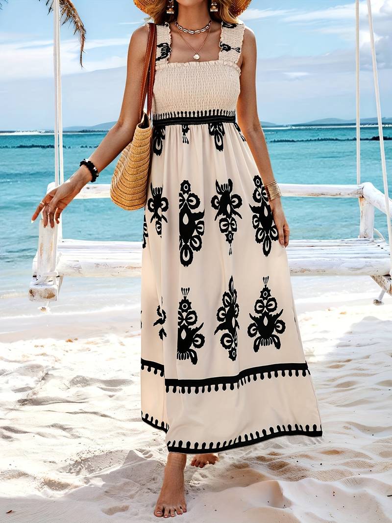 Ava - Lange Boho Jurk, Vloeiend en Elegant