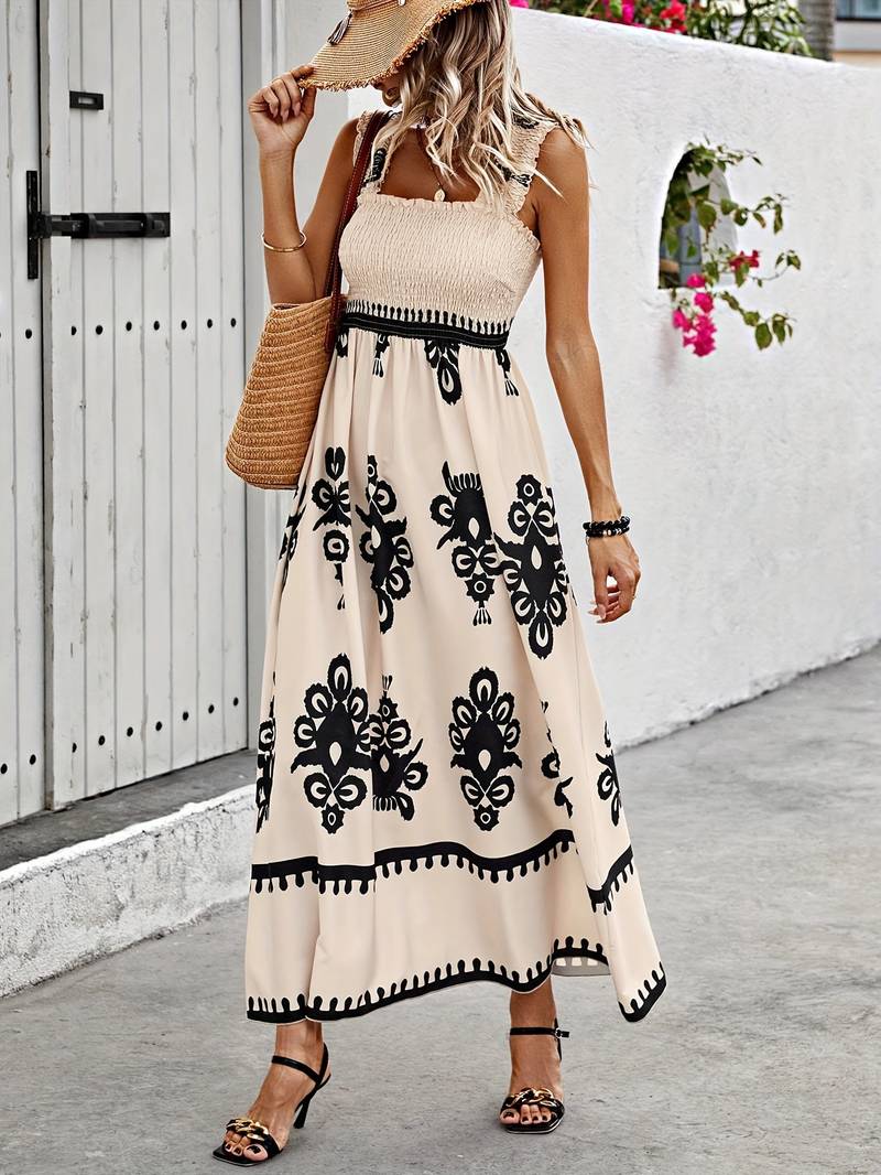 Ava - Lange Boho Jurk, Vloeiend en Elegant