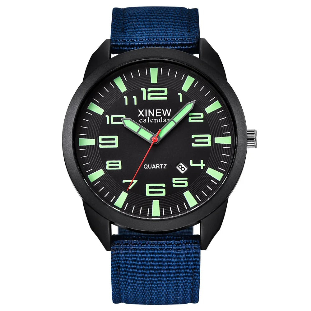 NightGlow - Stijlvol Quartz Horloge met Oplichtende Wijzerplaat en Kalenderfunctie