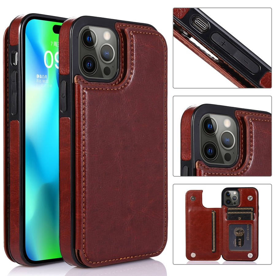 LeatherGuard - Luxe Leren Telefoonhoes met Kaartvakken en Magnetische Sluiting