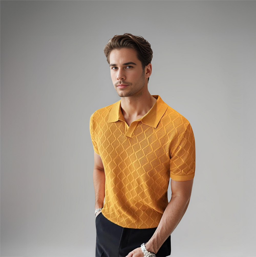 Jack - Elegante polo van Gestructureerde stof, Aansluitende en ademende Pasvorm