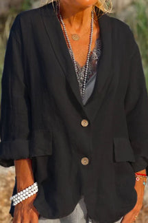 Isabelle - Luchtige Linnen Blazer met Knopen