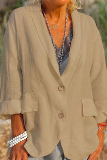 Isabelle - Luchtige Linnen Blazer met Knopen