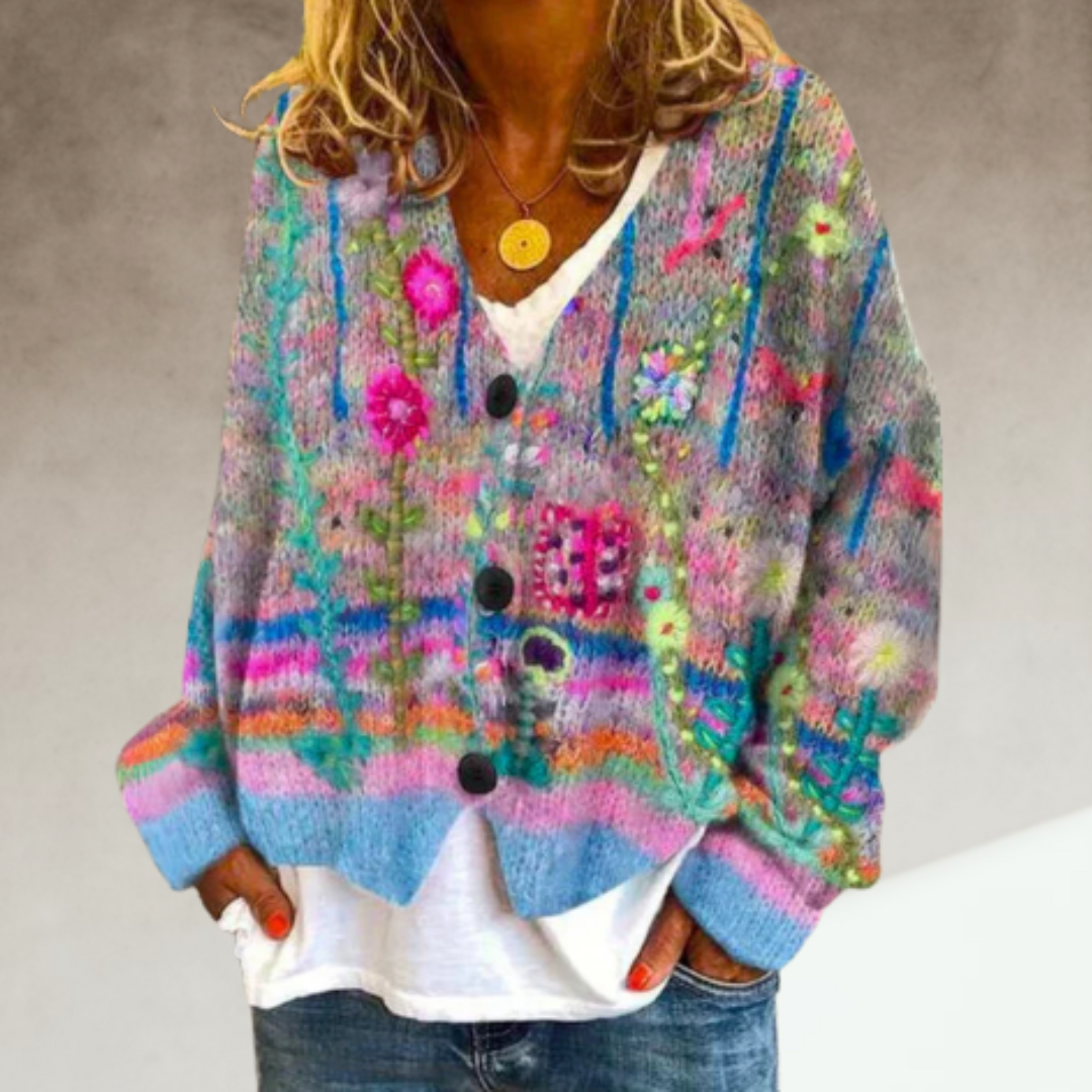 Dames Artistieke Bloemen Cardigan | Boho Stijl